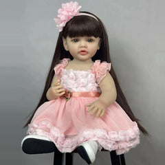 22 Inch Princess Doll with Long Hair Vinyl Full Body Reborn Girl Toy