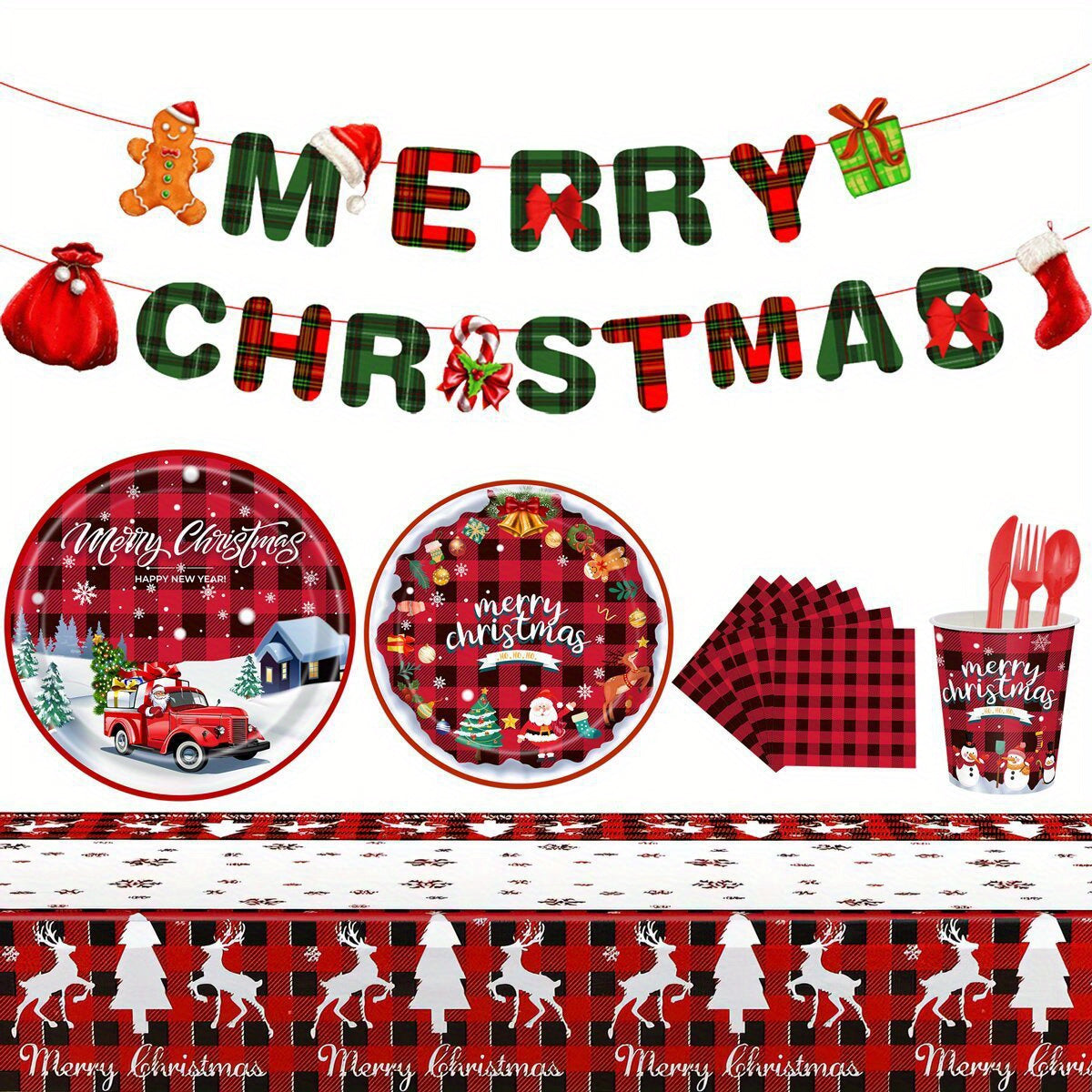 Christmas Party Supplies Set Serve 24 Guests