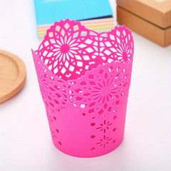Lace Hollow Flower Pattern Pen Holder Creative Storage Bucket