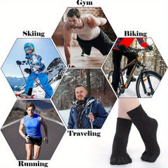 3 Pairs Breathable Five Toe Socks for Sports Solid Sweat Absorbing