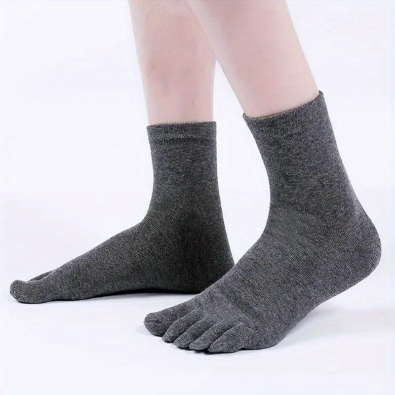 3 Pairs Breathable Five Toe Socks for Sports Solid Sweat Absorbing