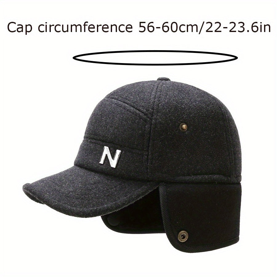Winter Warm Cap With Earflap For Men Outdoor Velvet Thickened Hat