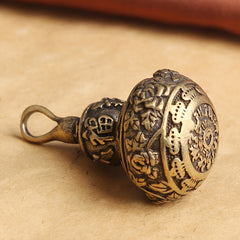 Copper Gourd Keychain Pendant Retro Lotus Fengshui Sculpture