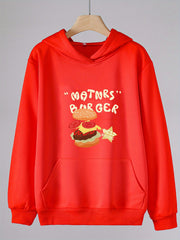 Girls Hamburger Pattern Hooded Sweatshirt Long Sleeve