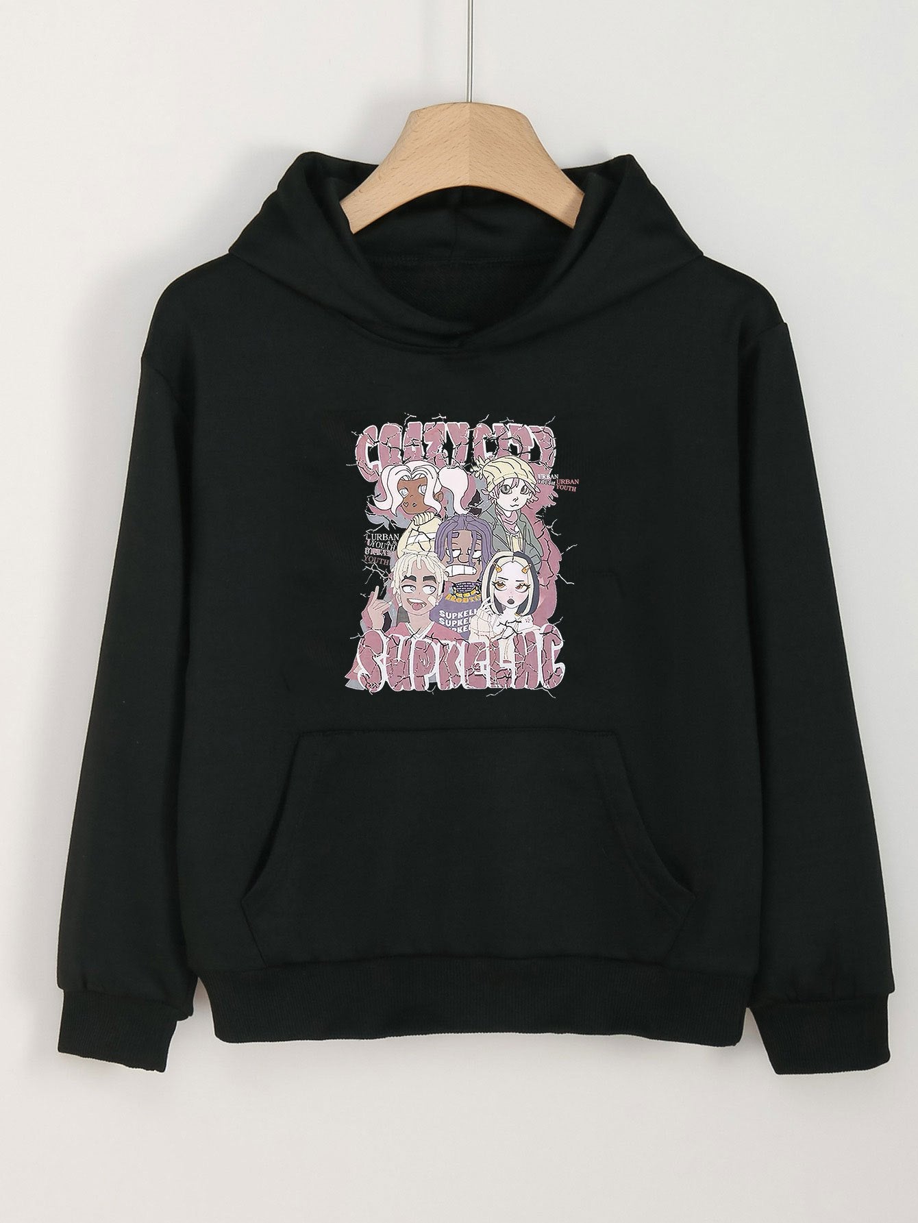Cartoon Pattern Long Sleeve Hoodie for Girls