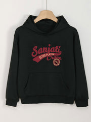 Girls Cartoon Alphabets Pattern Hooded Sweatshirt
