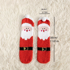 Christmas Socks Winter Soft Thick Warm Keeping Socks Christmas Theme Pattern