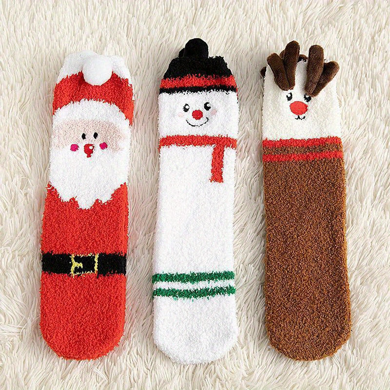 Christmas Socks Winter Soft Thick Warm Keeping Socks Christmas Theme Pattern
