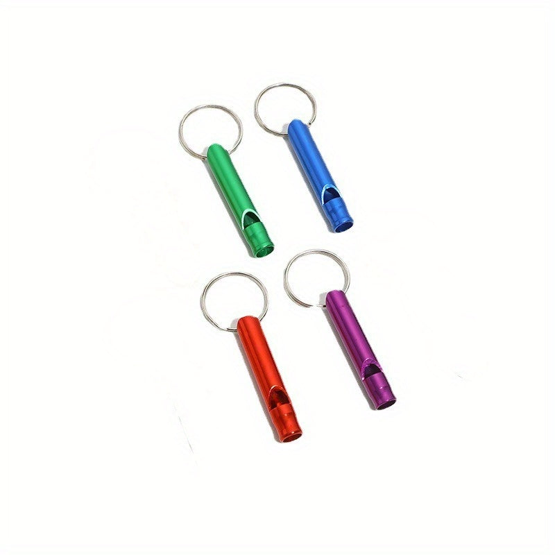 4pcs Outdoor Survival Whistle Metal Keychain