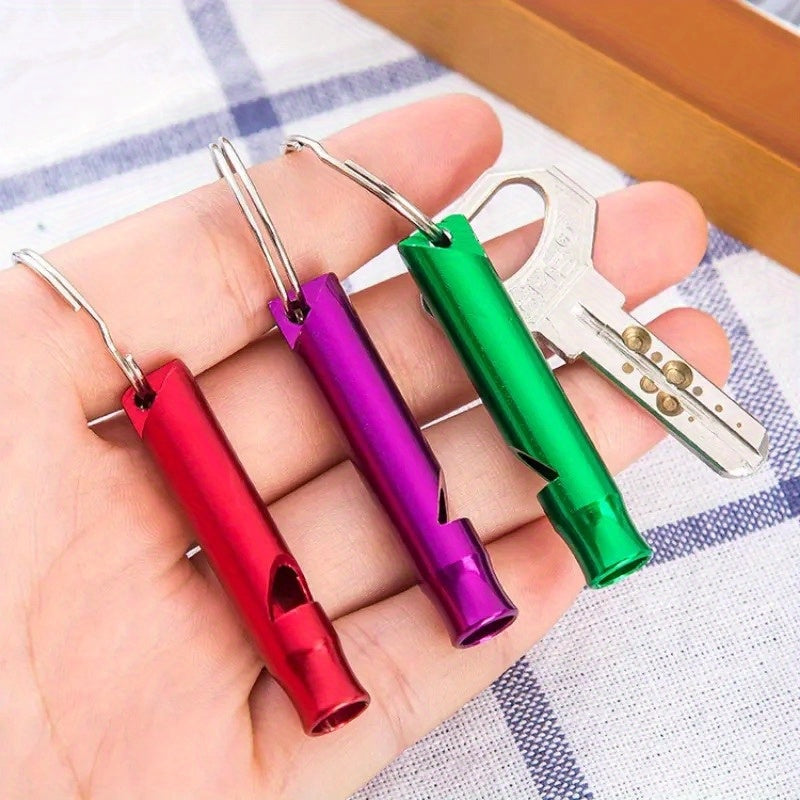 4pcs Outdoor Survival Whistle Metal Keychain