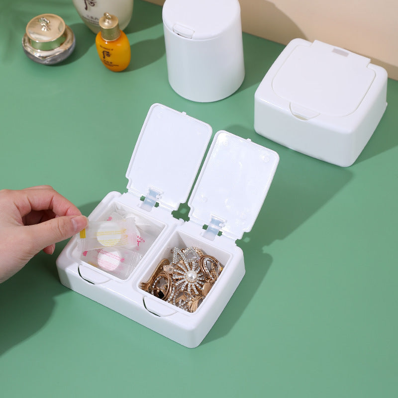 Desktop Storage Box With Lid Cotton Swab Cosmetic Cotton Plastic Dust proof Box