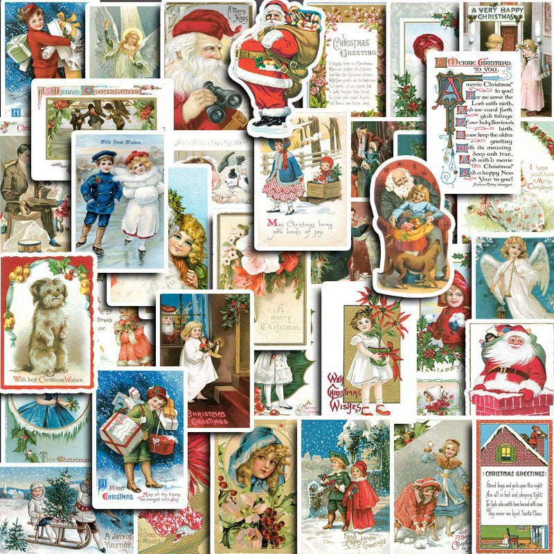 40pcs Christmas Card Stickers Diy Computer Washi Scrapbooking Stickers