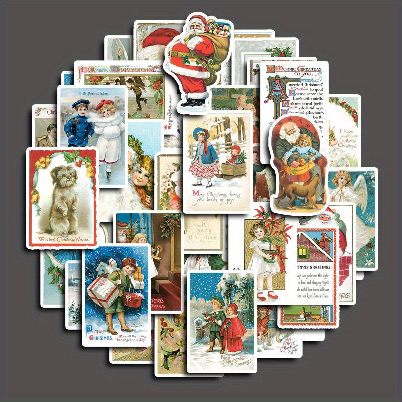 40pcs Christmas Card Stickers Diy Computer Washi Scrapbooking Stickers