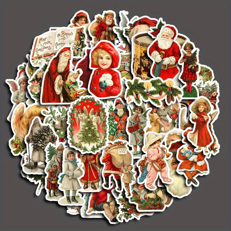 50pcs Merry Christmas Stickers for DIY Scrapbooking and Stationery