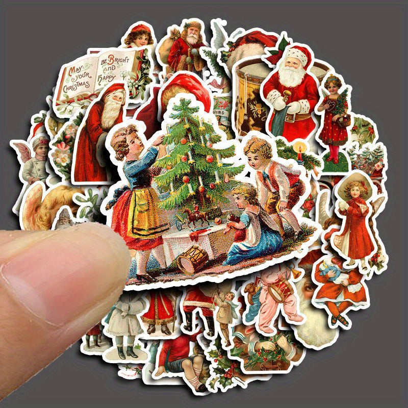 50pcs Merry Christmas Stickers for DIY Scrapbooking and Stationery