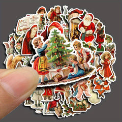 50pcs Merry Christmas Stickers for DIY Scrapbooking and Stationery