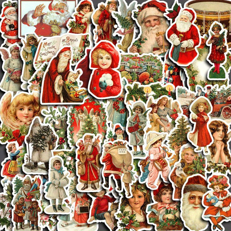 50pcs Merry Christmas Stickers for DIY Scrapbooking and Stationery