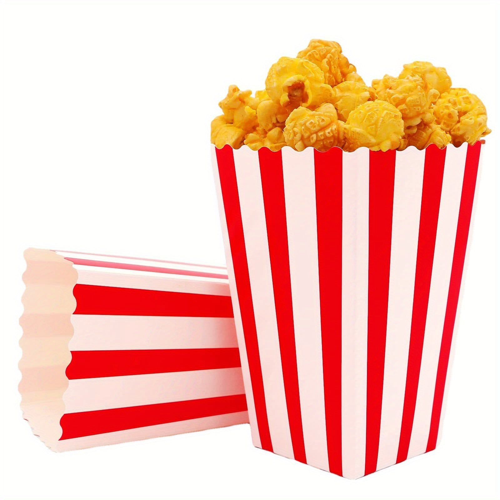 12pcs Popcorn Bags Red & Striped for Movie Nights & Parties
