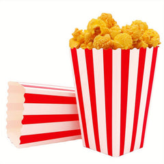 12pcs Popcorn Bags Red & Striped for Movie Nights & Parties