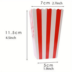 12pcs Popcorn Bags Red & Striped for Movie Nights & Parties
