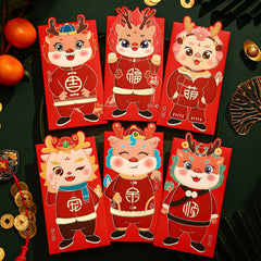 6pcs Spring Dragon Red Envelopes Set