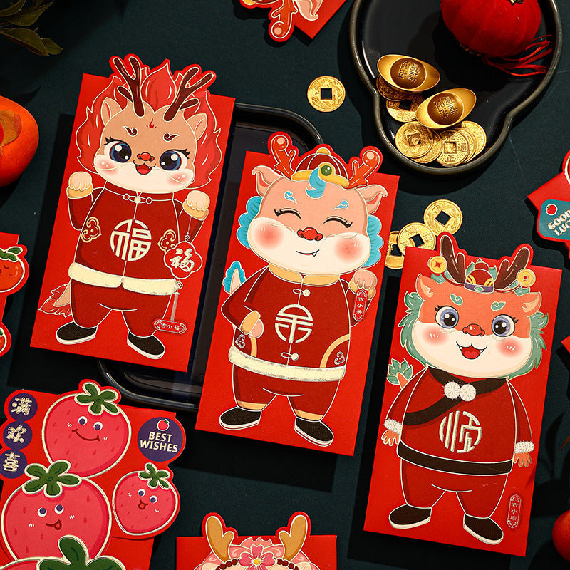6pcs Spring Dragon Red Envelopes Set