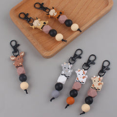 Cow Beaded Keychain Bag Charm Silicone Pendant Gift Men Women