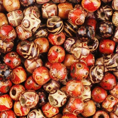 100pcs Mixed Wooden Bead Tribal Pattern Wood Beads for DIY Crafts