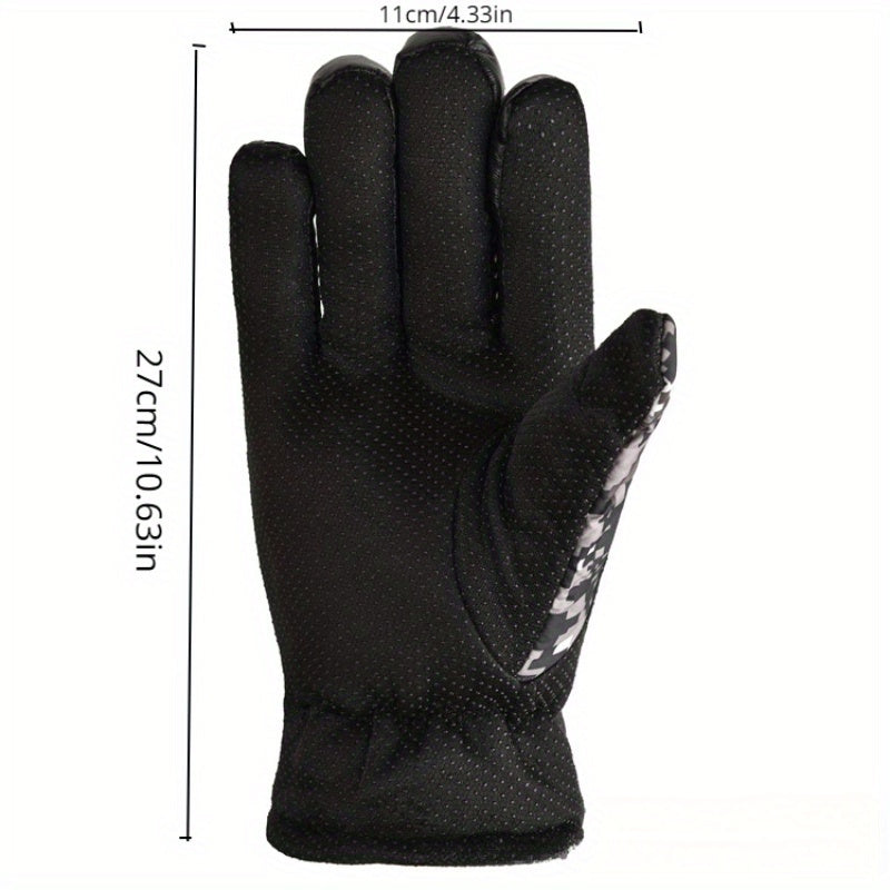 Winter Thickened Velvet Warm Gloves Windproof Cycling Motorcycle Gloves
