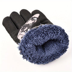 Winter Thickened Velvet Warm Gloves Windproof Cycling Motorcycle Gloves