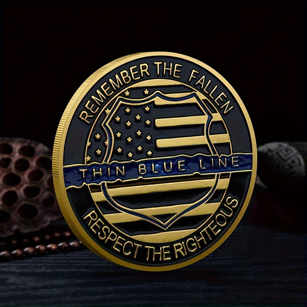 Thin Line Challenge Coin Memorial Collectible Gift For Law Enforcement Officers
