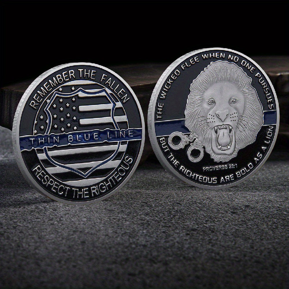 Thin Line Challenge Coin Memorial Collectible Gift For Law Enforcement Officers