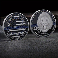 Thin Line Challenge Coin Memorial Collectible Gift For Law Enforcement Officers