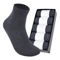 Men's Cotton Quarter Socks Soft Breathable 5 Pairs Boxed