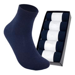 Men's Cotton Quarter Socks Soft Breathable 5 Pairs Boxed