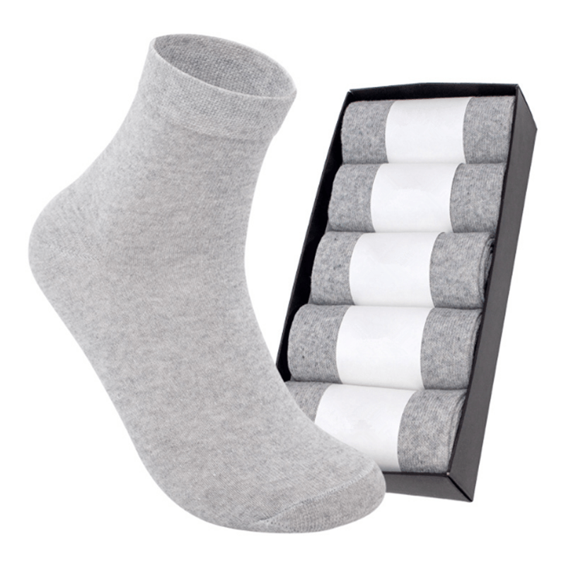 Men's Cotton Quarter Socks Soft Breathable 5 Pairs Boxed