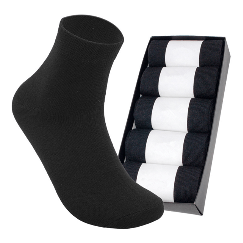 Men's Cotton Quarter Socks Soft Breathable 5 Pairs Boxed