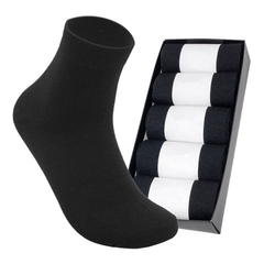 Men's Cotton Quarter Socks Soft Breathable 5 Pairs Boxed
