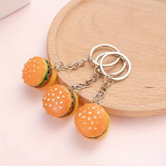 Hamburger Keychain Simulated Food Pendant Novel Keychain Gift