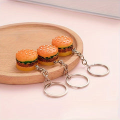Hamburger Keychain Simulated Food Pendant Novel Keychain Gift