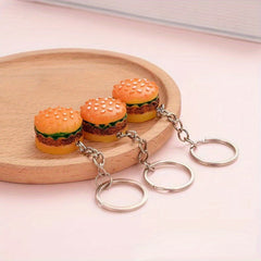 Hamburger Keychain Simulated Food Pendant Novel Keychain Gift