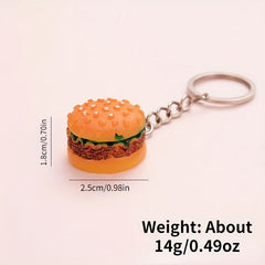 Hamburger Keychain Simulated Food Pendant Novel Keychain Gift