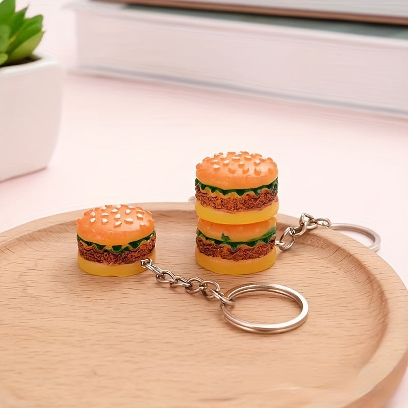 Hamburger Keychain Simulated Food Pendant Novel Keychain Gift