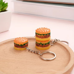 Hamburger Keychain Simulated Food Pendant Novel Keychain Gift