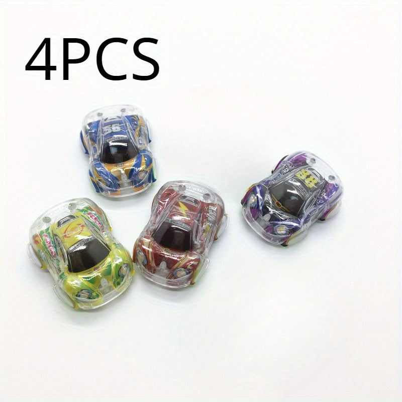4pcs Transparent Graffiti Mini Pull Back Cars