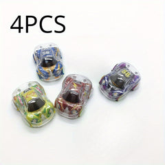4pcs Transparent Graffiti Mini Pull Back Cars