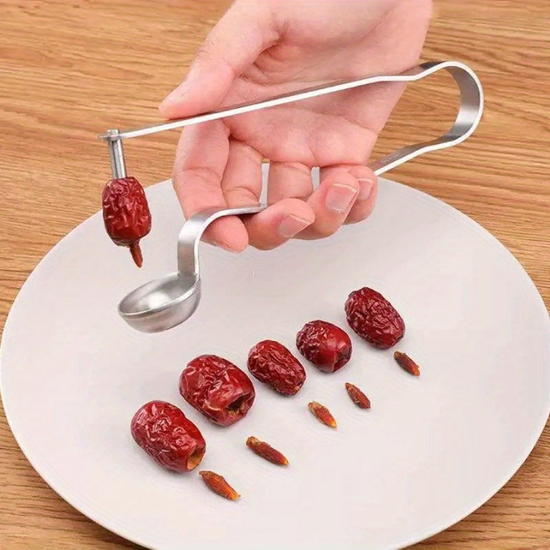 Red Date Pit Remover Stainless Steel Big Date Pit Extractor Hand Press