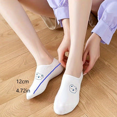 5 Pairs Cartoon Print Low Cut Ankle Socks Soft Lightweight Summer Hosiery