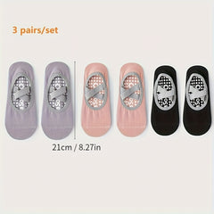 3 Pairs Yoga Socks Cross Strap Non-slip Grips for Pilates Ballet Barre