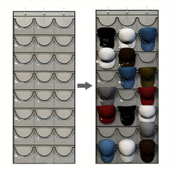 24 Pocket Cap Storage Bag Over the Door Hat Organizer